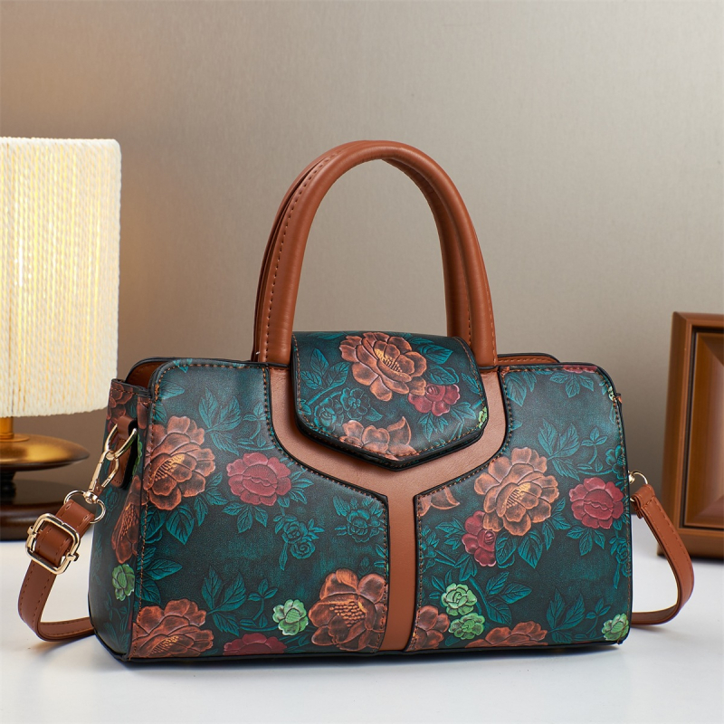 Daisiya Boston Tote torba s patchwork printom, premium dojam, PU koža, velik kapacitet, svakodnevna crossbody torba