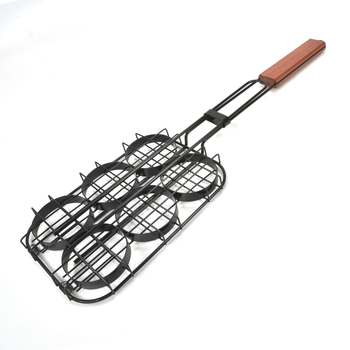 Grătar din oțel carbon cu strat antiaderent, design cu nouă cercuri, clemă pentru burger și coș de grătar