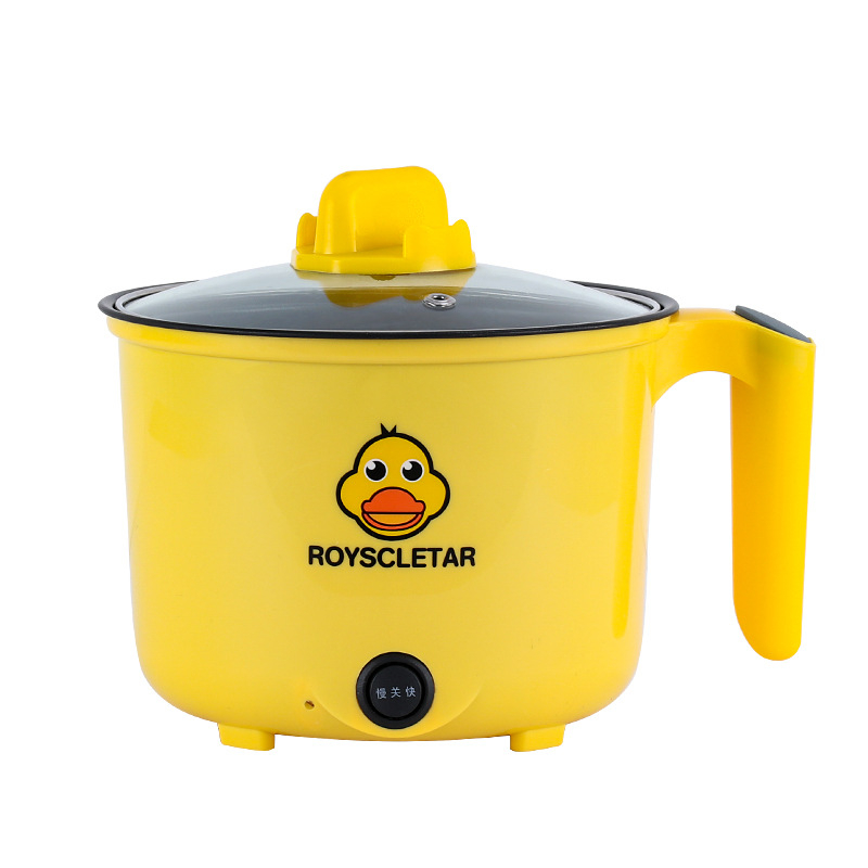 Mini oală electrică Little Yellow Duck – Totul într-unul, vas antiaderent, 2 L, prăjit și sotare, pentru cămin studențesc