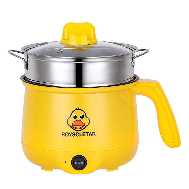 Mini oală electrică Little Yellow Duck – Totul într-unul, vas antiaderent, 2 L, prăjit și sotare, pentru cămin studențesc