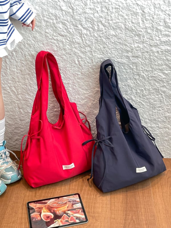 Korejskog stila tote torba s vezicom, velika kapaciteta, platnena torba za nošenje na rame