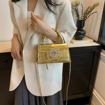 Mala kvadratna torbica s dijamantima, plisiran dizajn, teksturirana ženska torba preko ramena i crossbody