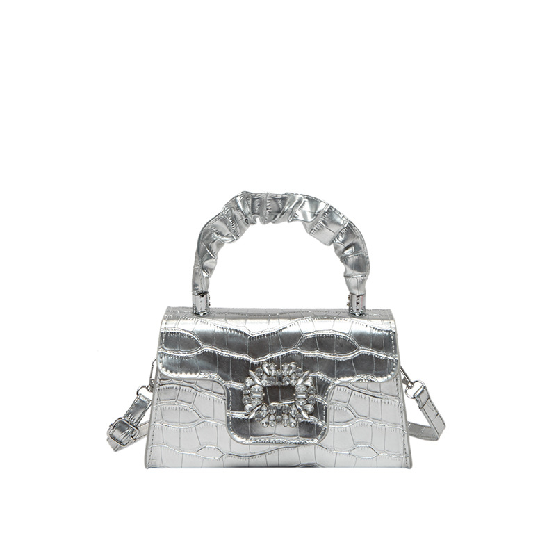 Mala kvadratna torbica s dijamantima, plisiran dizajn, teksturirana ženska torba preko ramena i crossbody