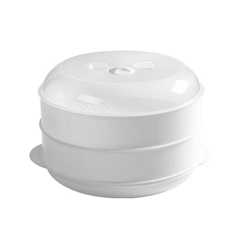 Aburitor cu capac pentru microunde — tavă din plastic pentru gătit la aburi, multifuncțională pentru orez, mâncare și găluște