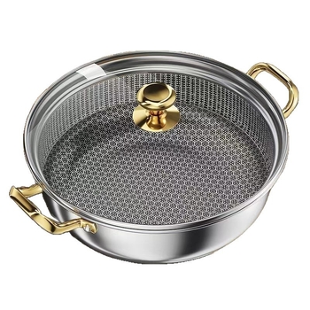 Oală pentru hot pot din oțel inoxidabil 316, mâner auriu, universală pentru supe, oală specială pentru hot pot, oală multifuncțională pentru utilizare casnică
