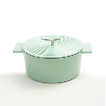 Oală din fontă emailată, diametru 22 cm, capacitate 3,1–4 L, pentru supe și tocănițe, multifuncțională, compatibilă cu plită cu inducție și gaz