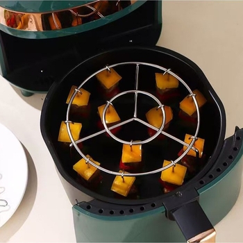 Raft rotund din oțel inoxidabil pentru frigărui agățate, compatibil cu friteuza cu aer și cuptor, suport vertical pentru frigărui