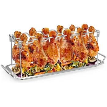Set din oțel inoxidabil, portabil, pliabil, cu tavă de scurgere, grilă pentru carne și legume