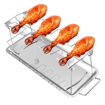 Set din oțel inoxidabil, portabil, pliabil, cu tavă de scurgere, grilă pentru carne și legume