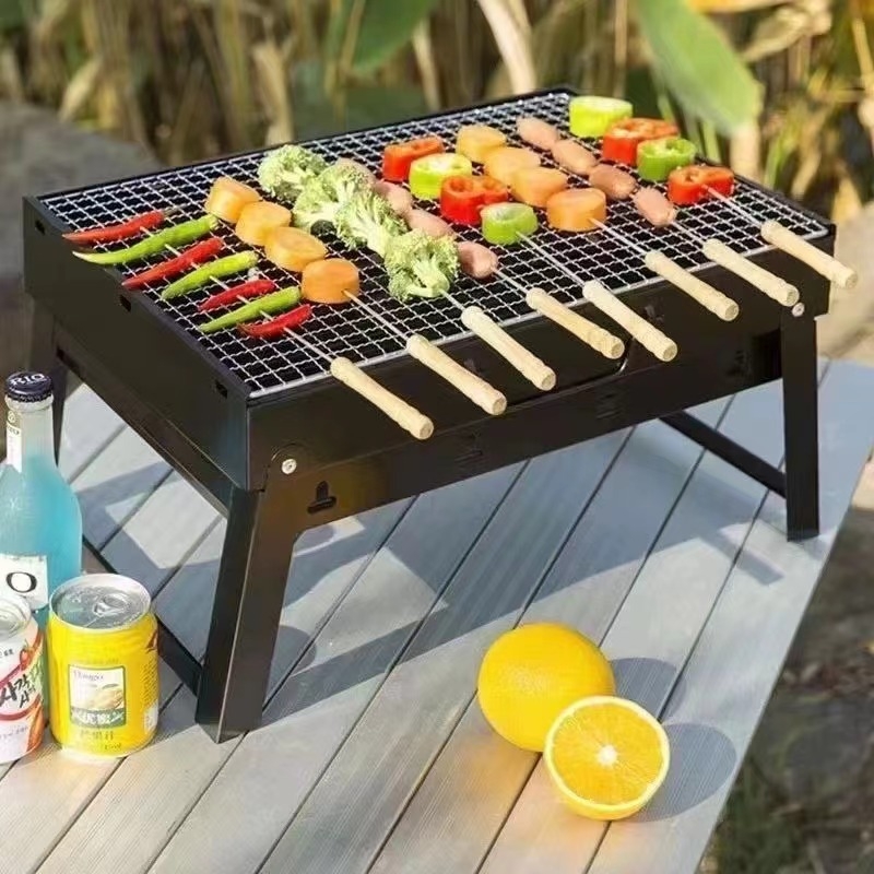 Grill BBQ portabil pentru exterior, din oțel inoxidabil ultra-gros, set complet de unelte pentru familie și sârmă din oțel inoxidabil
