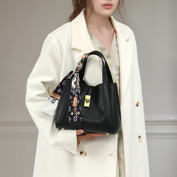 Torba od prave kože s krilnim dizajnom, stil košare za povrće, srednje veličine, za žene, na rame ili crossbody