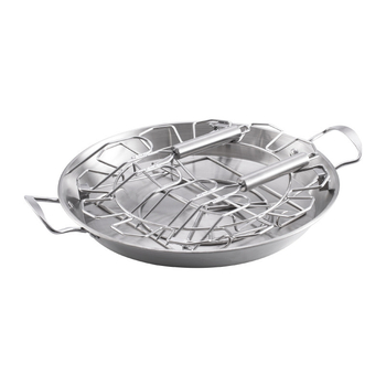 Tavă rotundă din oțel inoxidabil pentru pui, suport pentru pulpe de pui și accesorii pentru grătar BBQ