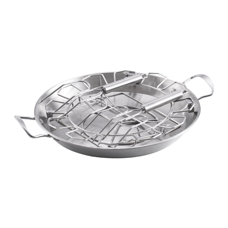 Tavă rotundă din oțel inoxidabil pentru pui, suport pentru pulpe de pui și accesorii pentru grătar BBQ