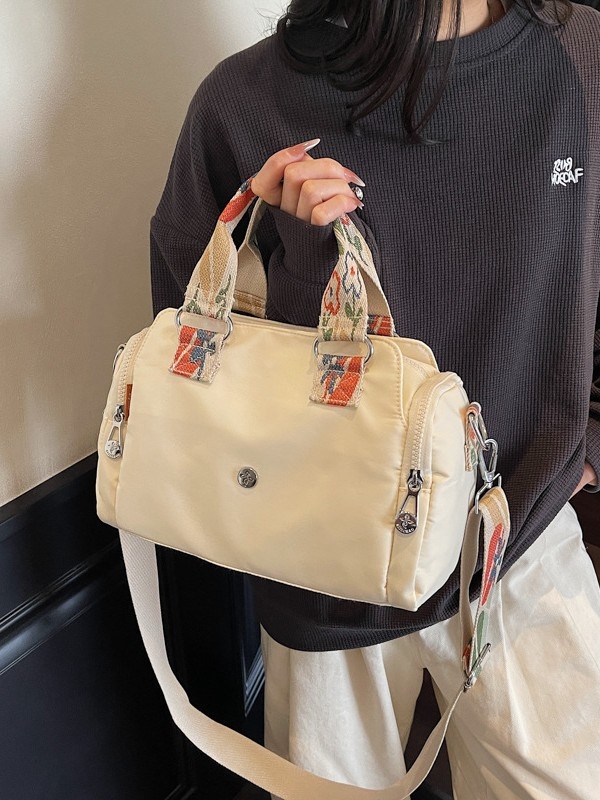 Ženska torba od najlona s više džepova, vodootporna, dizajn blok boja, svakodnevna crossbody torba 2025