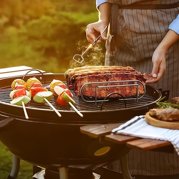 Grilaj arcuit din fier pentru exterior – pentru fripturi și carne – Multifuncțional, portabil, rezistent la rugină