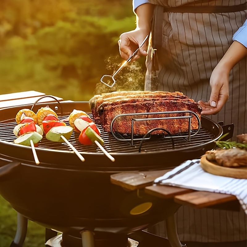Grilaj arcuit din fier pentru exterior – pentru fripturi și carne – Multifuncțional, portabil, rezistent la rugină