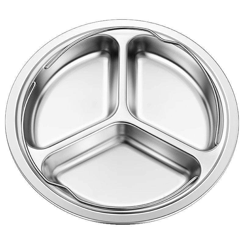 Tavă de abur cu trei compartimente, din oțel inoxidabil alimentar, rotundă, cu mâner, pentru oală de gătit orez
