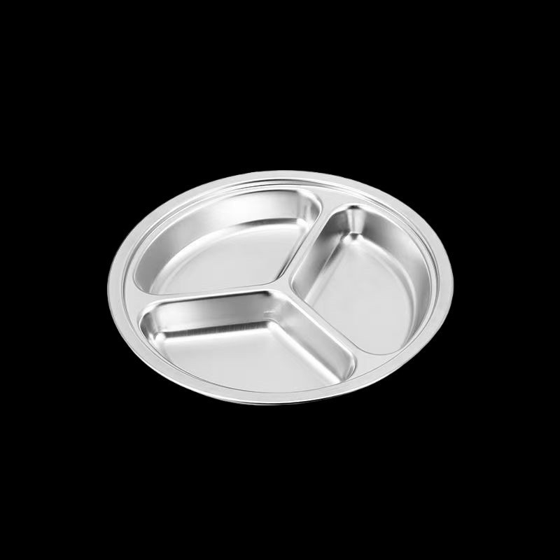 Tavă de abur cu trei compartimente, din oțel inoxidabil alimentar, rotundă, cu mâner, pentru oală de gătit orez