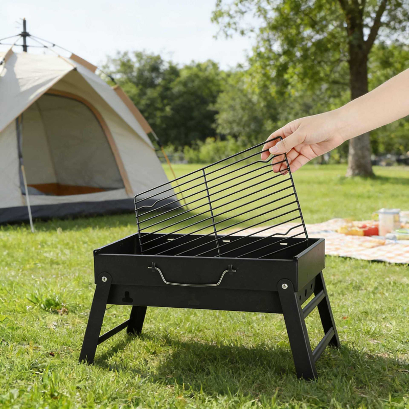 Grătar portabil din oțel inoxidabil, pliabil, pentru exterior, compact pentru uz casnic, 2,5 kg