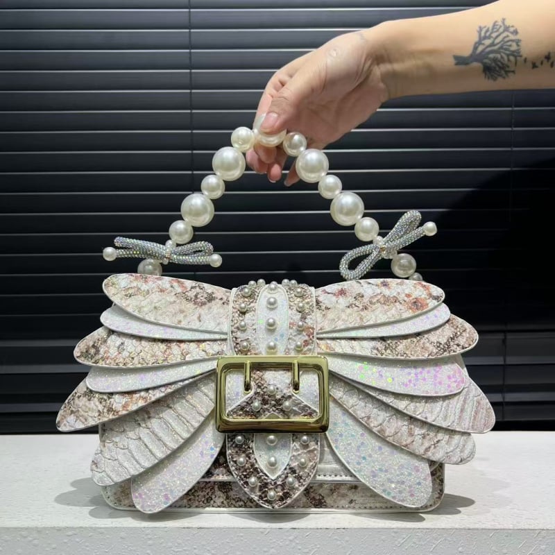 Ženska torbica s krilima, elegantna večernja crossbody torbica