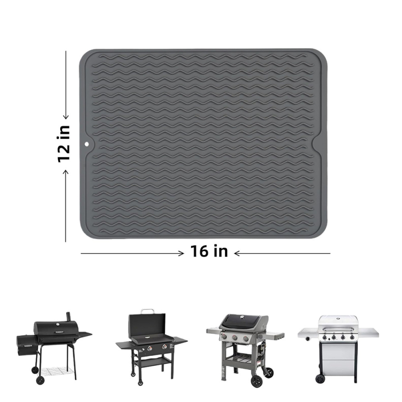 Covoraș din silicon pentru suportul lateral al grătarului, rezistent la căldură, anti-murdărie, pentru depozitarea condimentelor și a spatulelor
