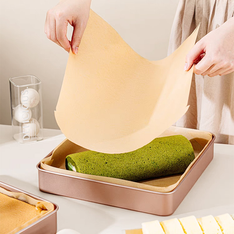 Hârtie de copt pătrată de 28 cm, absorbantă la ulei, cu strat de silicon, calitate alimentară, de unică folosință
