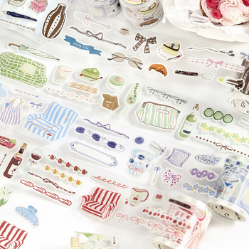 Letter Lover Die-Cut Washi Tape, seria Senna Evening Breeze — decor pentru jurnal cu motiv ilustrativ literar