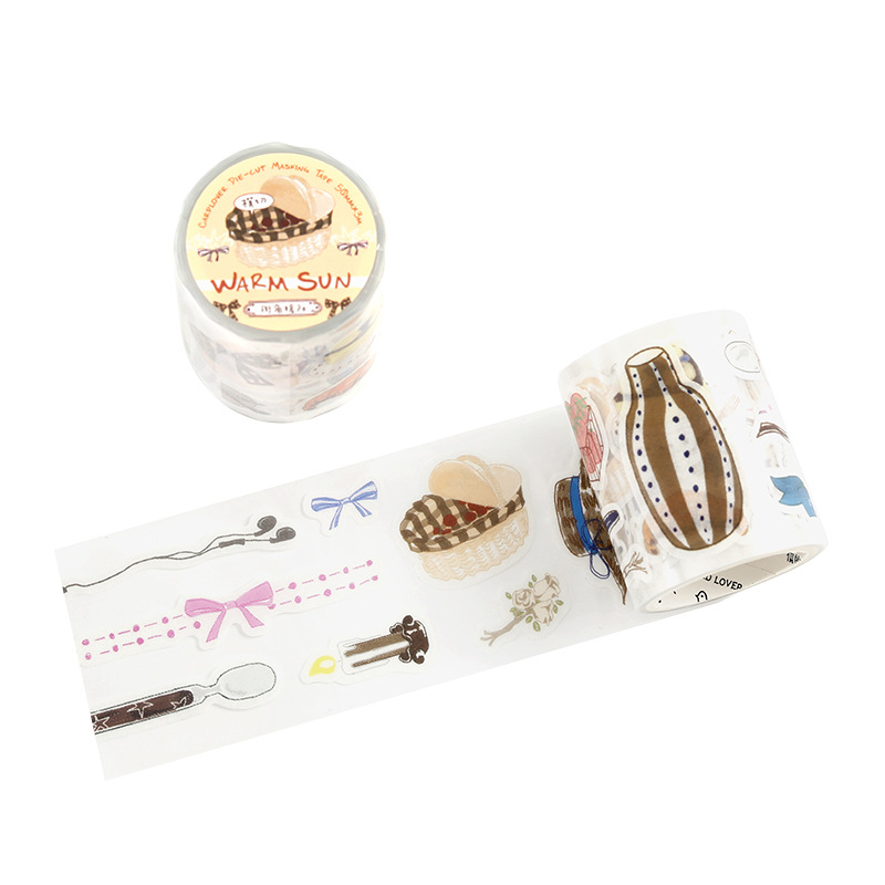Letter Lover Die-Cut Washi Tape, seria Senna Evening Breeze — decor pentru jurnal cu motiv ilustrativ literar