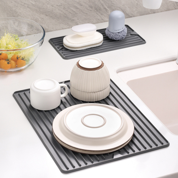 Covoraș din silicon pentru uscare în bucătărie, stil modern american minimalist, pentru veselă și ustensile la grătar, impermeabil și rezistent la ulei, covoraș pentru masă și bar.