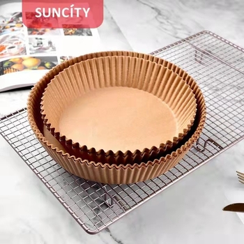 Hârtie de copt pentru air fryer, alimentară, cu față dublă siliconică, absorbantă de ulei, pentru coacere și cuptor