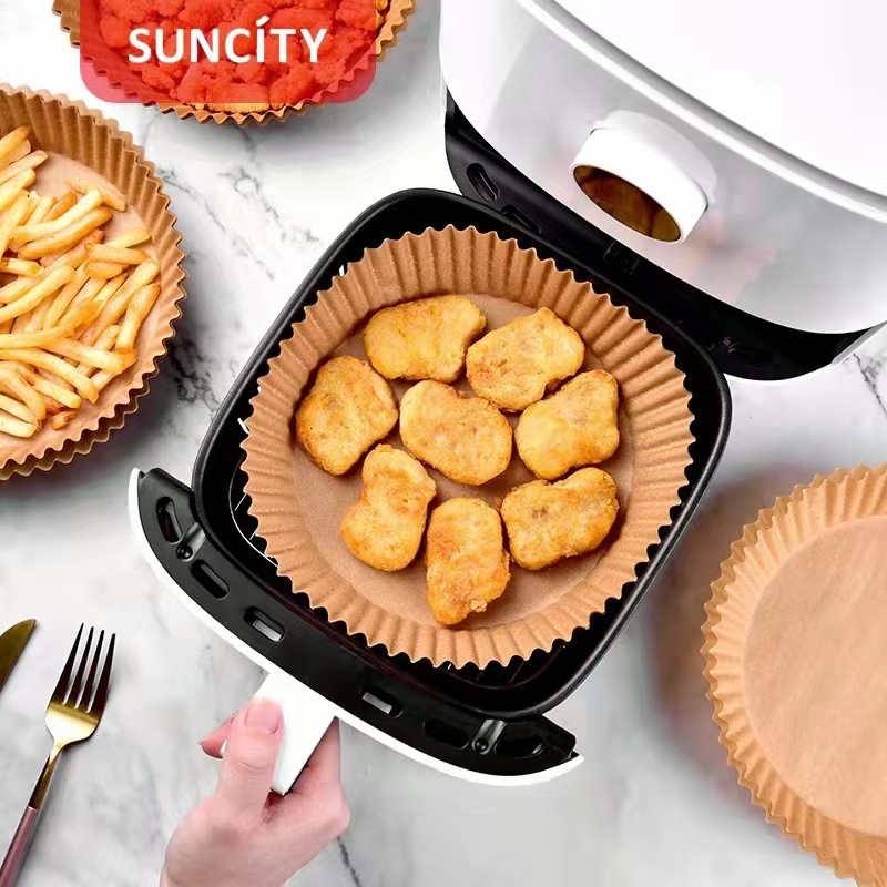 Hârtie de copt pentru air fryer, alimentară, cu față dublă siliconică, absorbantă de ulei, pentru coacere și cuptor