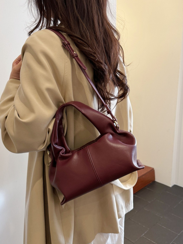 Torba za ramena u obliku oblaka, stil lunchbox, srednja veličina, PU koža, proljeće 2026, svestrana crossbody torba