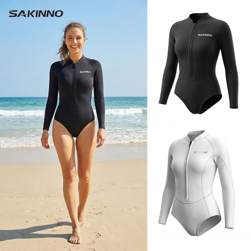 2 mm ženski dugi rukav neoprenski wetsuit s vodootpornim zatvaračem za ronjenje, trening i utrke
