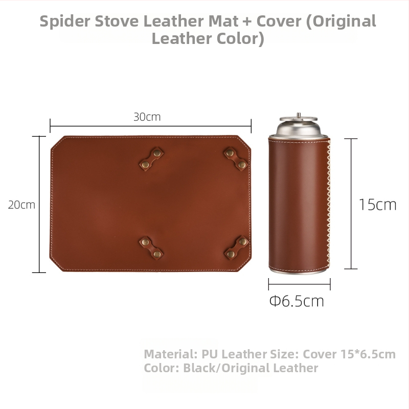 Sada kožených podložiek na upevnenie plynových fliaš k kompaktnému kempingovému variču