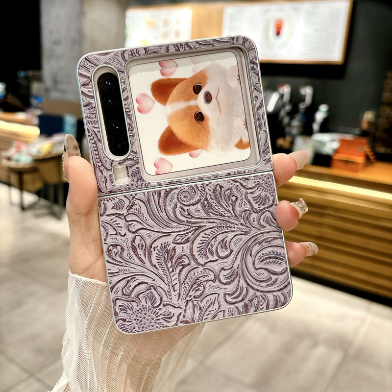 Калъф за Huawei Purax с 3D луксозен флорален дизайн, стилен удароустойчив протектор от изкуствена кожа