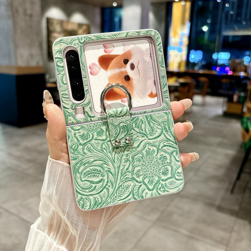 Калъф за Huawei Purax с 3D луксозен флорален дизайн, стилен удароустойчив протектор от изкуствена кожа
