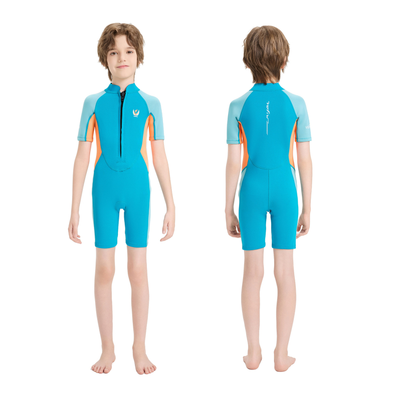 Vofiw 1,5 mm kratki neopren za djecu, unisex, topao i zaštita od sunca za plivanje i trening surfanja