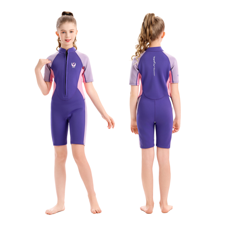 Vofiw 1,5 mm kratki neopren za djecu, unisex, topao i zaštita od sunca za plivanje i trening surfanja