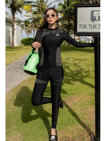 Unisex kupaći s UV zaštitom, dvodijelni komplet s dugim rukavima i dugim nogavicama, zatvarač, rashguard za ronjenje i surfanje