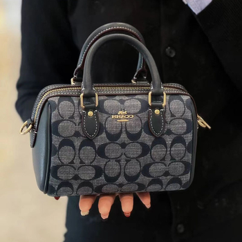 Mini Rowan Boston Pillow torbica – vintage denim inspirirana kanvas crossbody, mala veličina