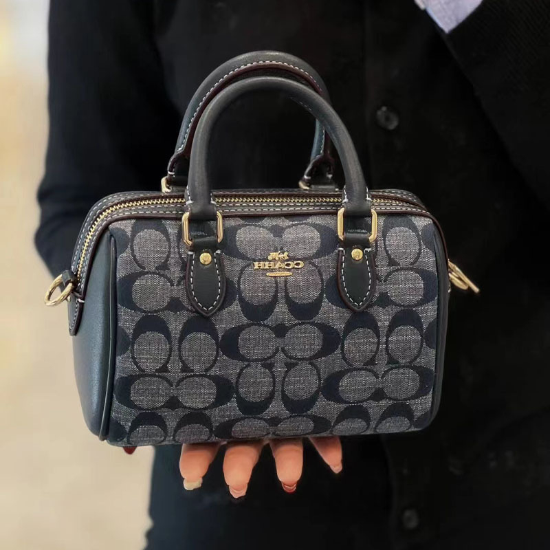 Mini Rowan Boston Pillow torbica – vintage denim inspirirana kanvas crossbody, mala veličina
