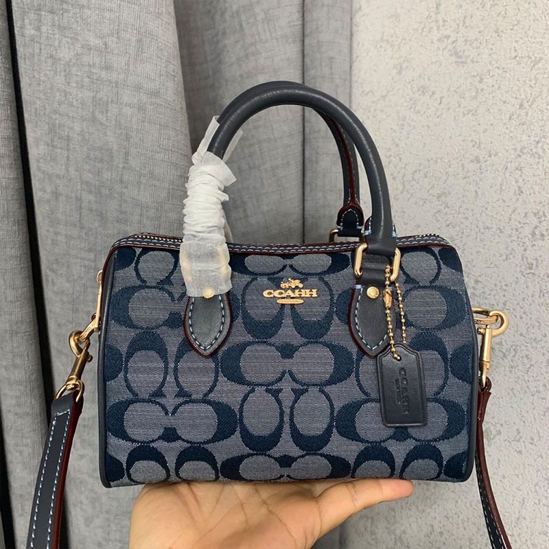Mini Rowan Boston Pillow torbica – vintage denim inspirirana kanvas crossbody, mala veličina
