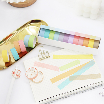 Wheat Youth Macaron washi bandă – autocolante decorative DIY, culori solide, set de 3 cutii, 12 culori pentru planner