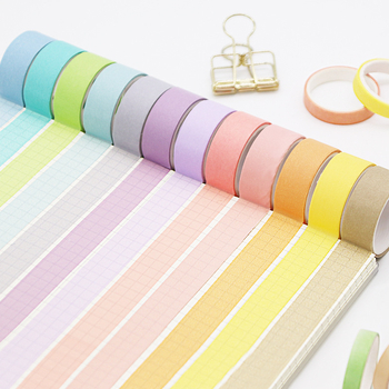 Wheat Youth Macaron washi bandă – autocolante decorative DIY, culori solide, set de 3 cutii, 12 culori pentru planner