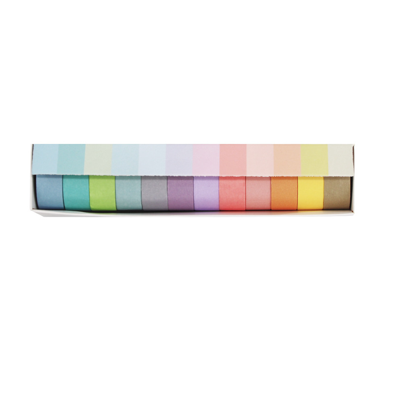 Wheat Youth Macaron washi bandă – autocolante decorative DIY, culori solide, set de 3 cutii, 12 culori pentru planner