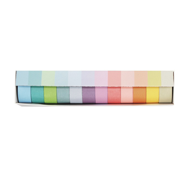 Wheat Youth Macaron washi bandă – autocolante decorative DIY, culori solide, set de 3 cutii, 12 culori pentru planner