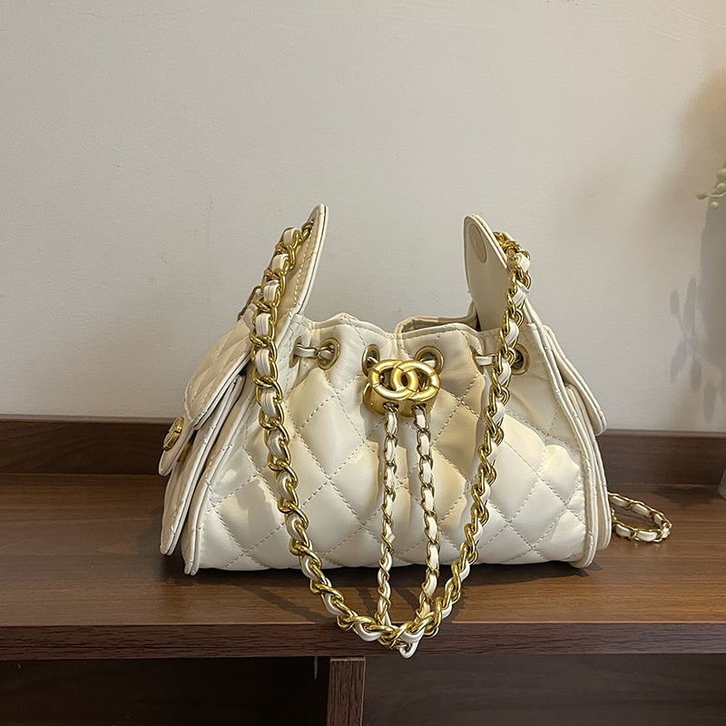 Chanel-inspirirana hobo torba sa vezicom, prešivani kvadratni uzorak s lančanom ručkom, svakodnevna torba za rame, jesen 2025