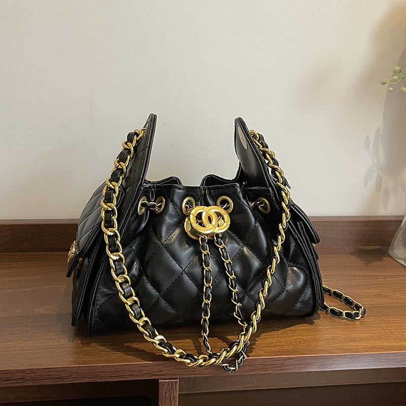 Chanel-inspirirana hobo torba sa vezicom, prešivani kvadratni uzorak s lančanom ručkom, svakodnevna torba za rame, jesen 2025