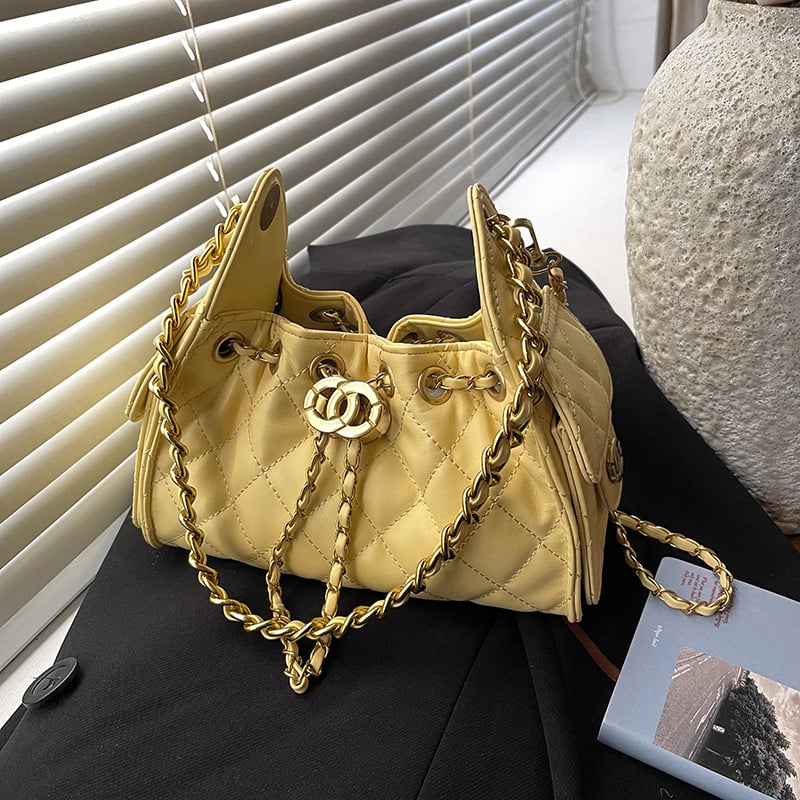 Chanel-inspirirana hobo torba sa vezicom, prešivani kvadratni uzorak s lančanom ručkom, svakodnevna torba za rame, jesen 2025