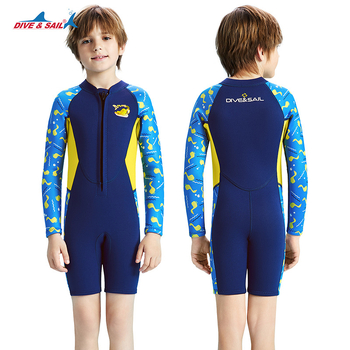 Dječji wetsuit 2.5 mm, jednoplošni s dugim rukavima i kratkim nogama, topao za ronjenje, snorkeling i surfanje, zaštita od meduza